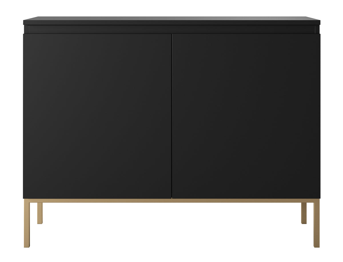 Commode 2 portes Bemmi 100 cm noire avec pieds dorés
