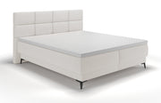 Lit continental 180x200 cm Rektango avec rangement et surmatelas en velours crème