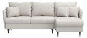 Ecksofa mit Schlafunktion Volio, L-förmig, hellbeige Chenille, schwarze Beine