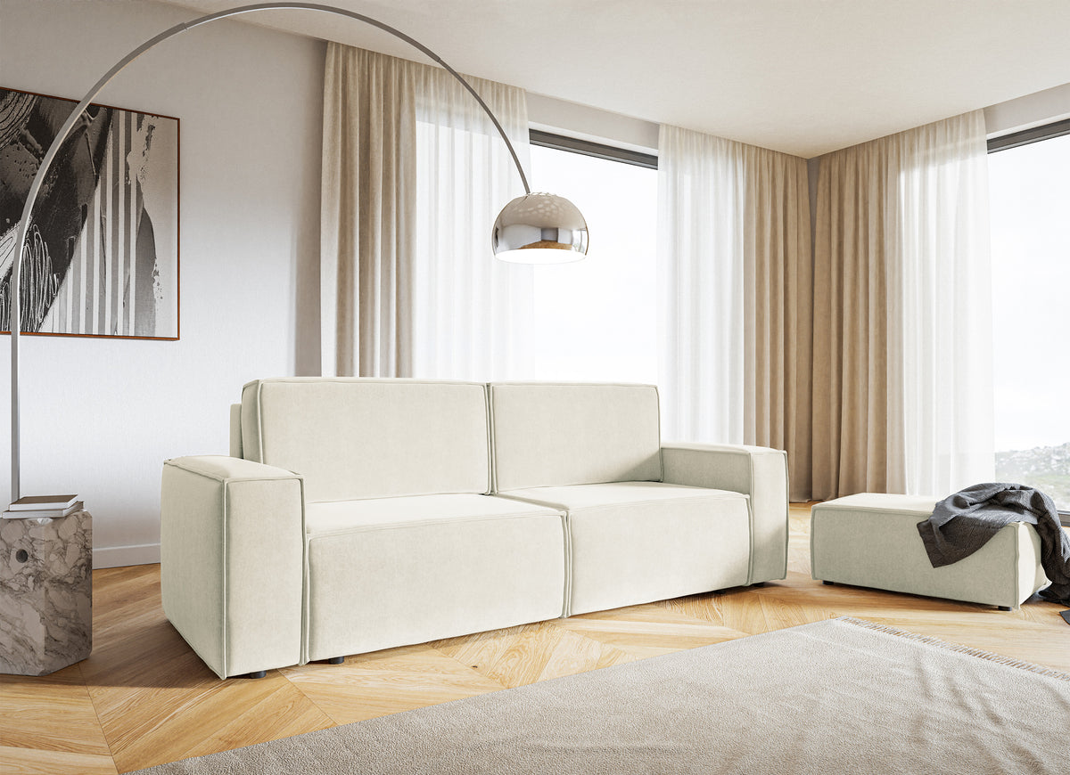 Pouf Copertino 65x90 cm velours hydrofuge crème