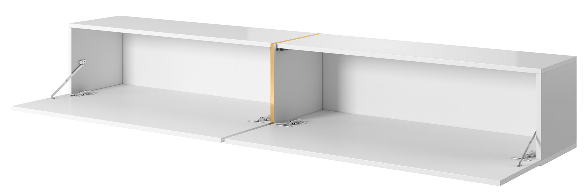TV-Schrank Bisira 200 cm weiß mit goldenem Einsatz
