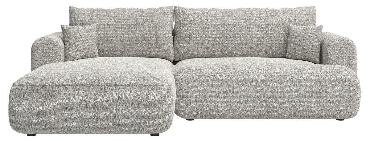 Canapé d'angle avec fonction couchage Ovo en forme de L, tissage gris-beige, côté gauche