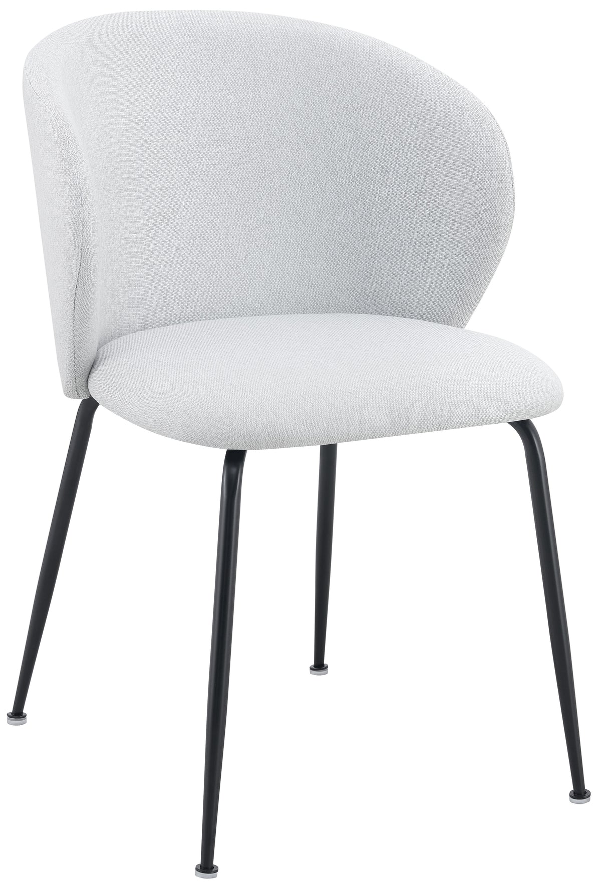 Chaise tapissée de salle à manger Mealize en tissu hydrofuge tressé argenté sur pieds noirs