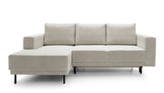 Canapé d'angle avec fonction couchage Rodario mini en L, avec coffre de rangement, velours côtelé gris-beige, version gauche