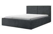 Lit tapissé 160x200 cm Farese avec rangement et vérin à gaz, velours côtelé gris foncé