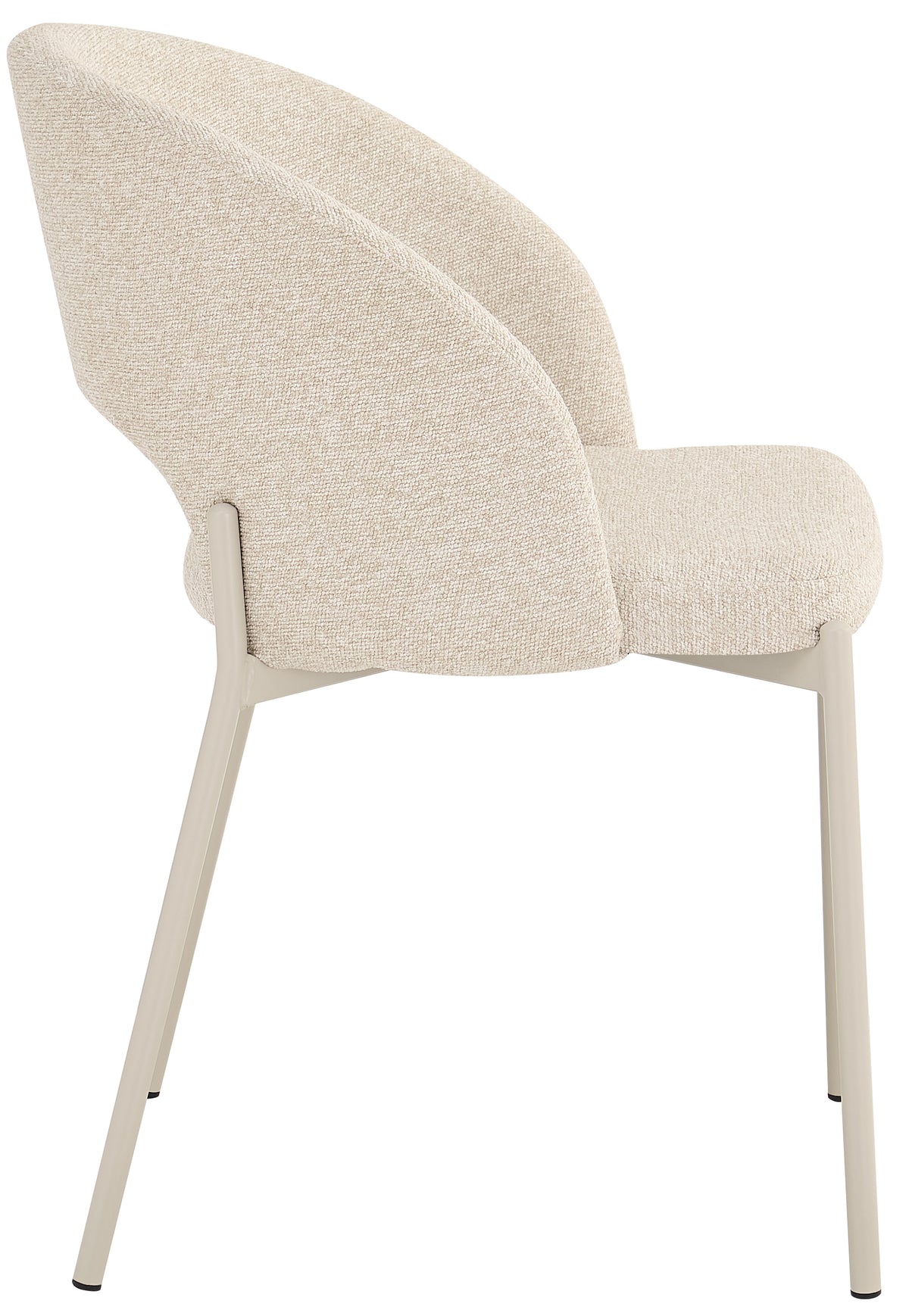 Chaise tapissée Elrina beige en bouclé sur pieds beige