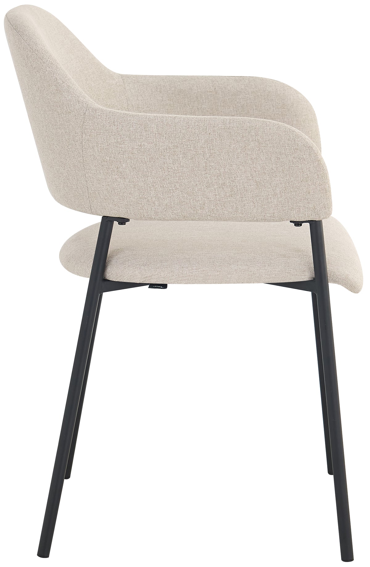 Chaise rembourrée Azhai beige avec pieds noirs