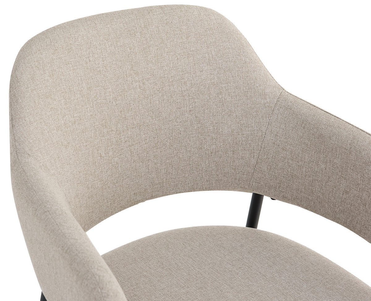 Chaise rembourrée Azhai beige avec pieds noirs