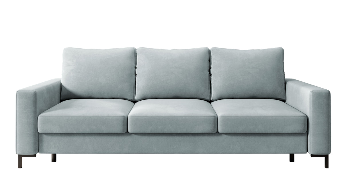 Canapé convertible 3 places Mokpeo avec rangement, velours gris facile à nettoyer