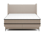 Lit continental 140x200 cm Daliano avec rangement velours beige