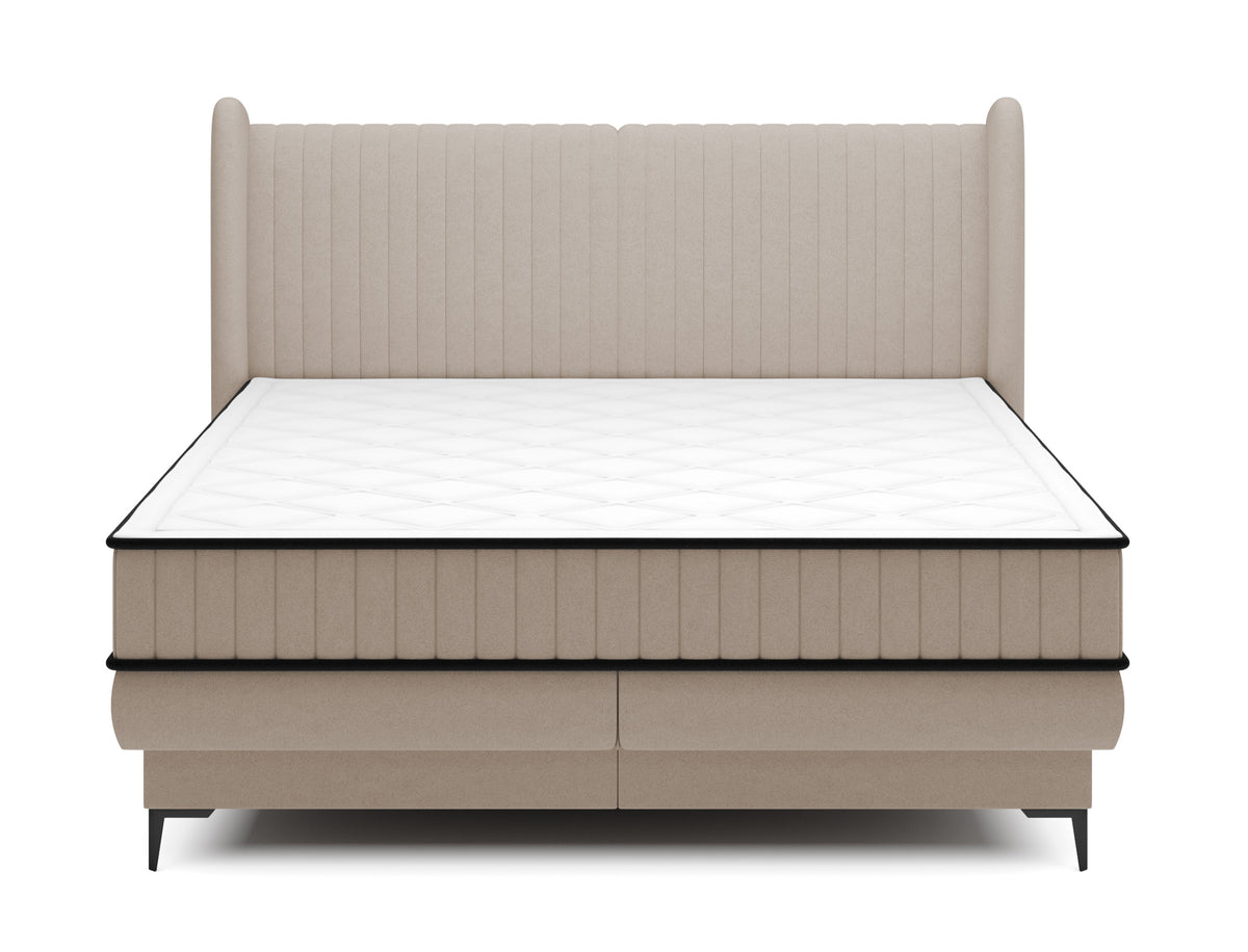 Lit continental 180x200 cm Daliano avec rangement velours beige
