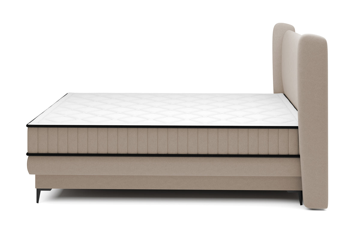 Lit continental 140x200 cm Daliano avec rangement velours beige