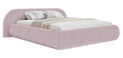 Lit tapissé 160x200 cm Shels Low avec rangement, cadre métallique, velours côtelé épais rose