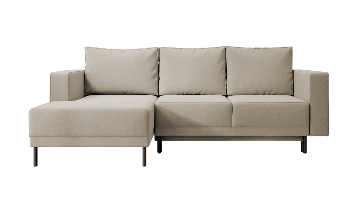 Ecksofa mit Schlaffunktion Rodario Mini, L-förmig, mit Stauraum, beige, samt, leicht zu reinigen, linksseitig