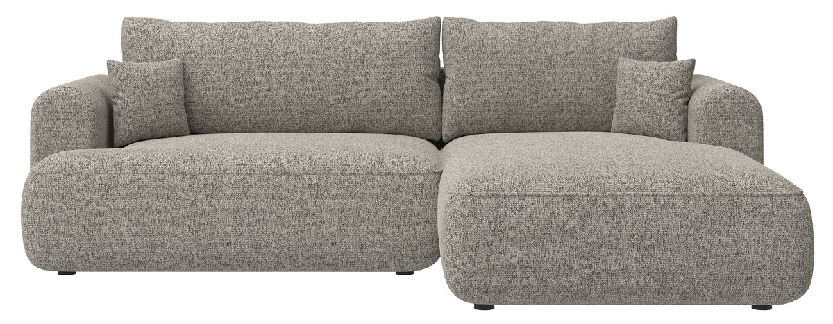 Canapé d’angle convertible Ovo en forme de L, tissage beige foncé, angle droit