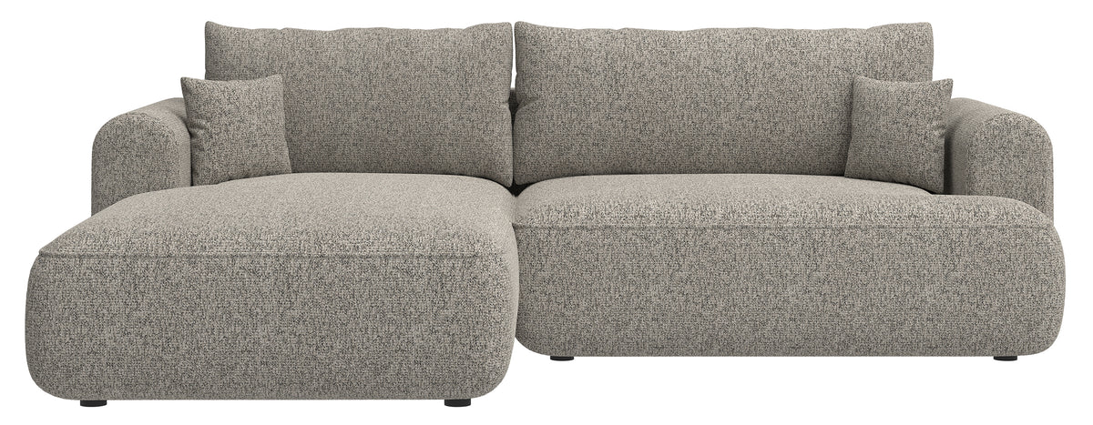 Canapé d'angle convertible Ovo en forme de L, tissage beige foncé, côté gauche