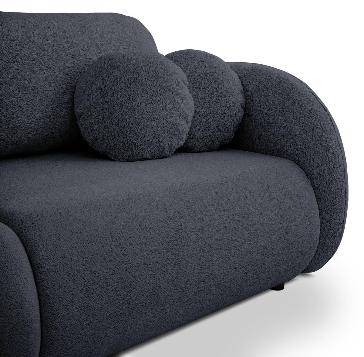 Canapé convertible 3 places Ovally avec coffre, tissu chenille gris foncé