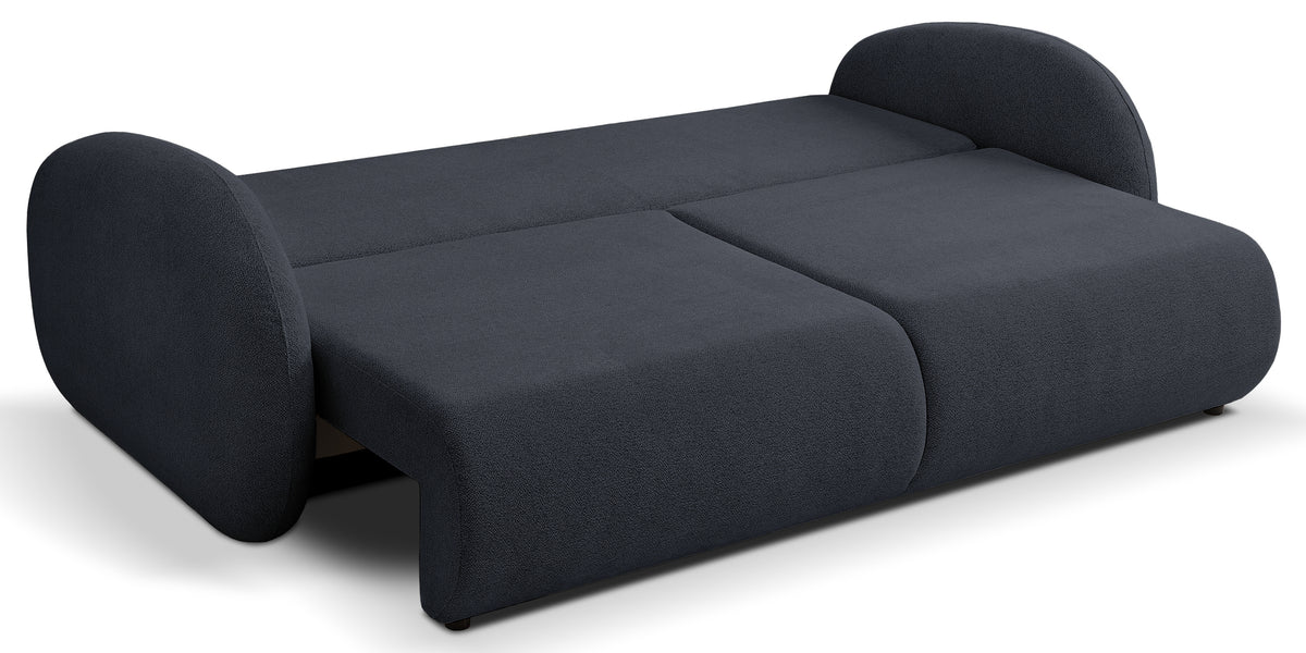 Canapé convertible 3 places Ovally avec coffre, tissu chenille gris foncé
