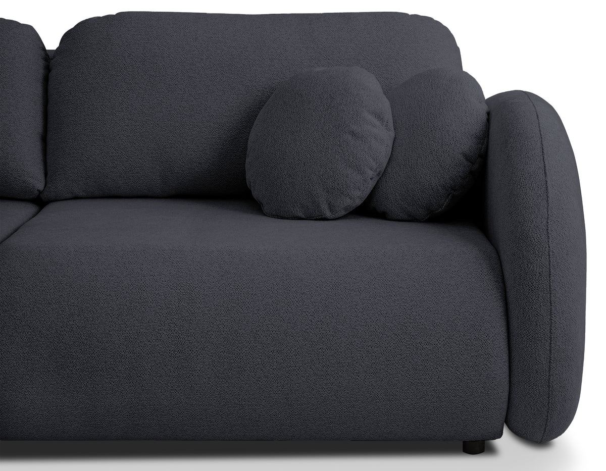 Canapé convertible 3 places Ovally avec coffre, tissu chenille gris foncé