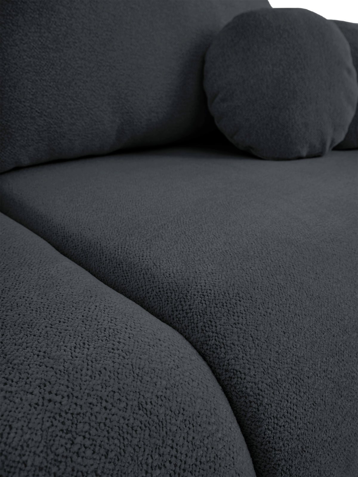 Canapé convertible 3 places Ovally avec coffre, tissu chenille gris foncé