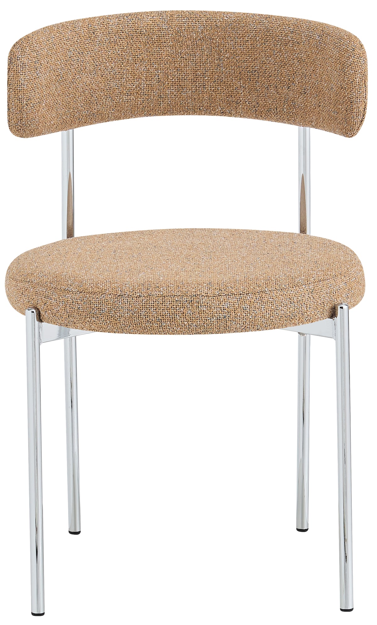 Chaise rembourrée Femiss en boucle gris beige sur pieds chromés