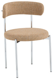 Chaise rembourrée Femiss en boucle gris beige sur pieds chromés