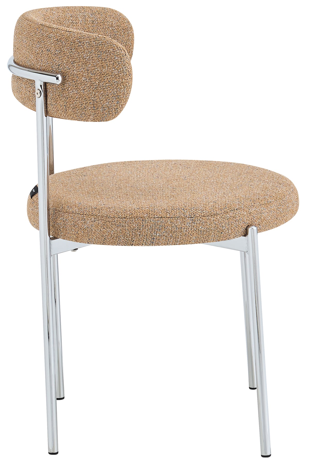 Chaise rembourrée Femiss en boucle gris beige sur pieds chromés