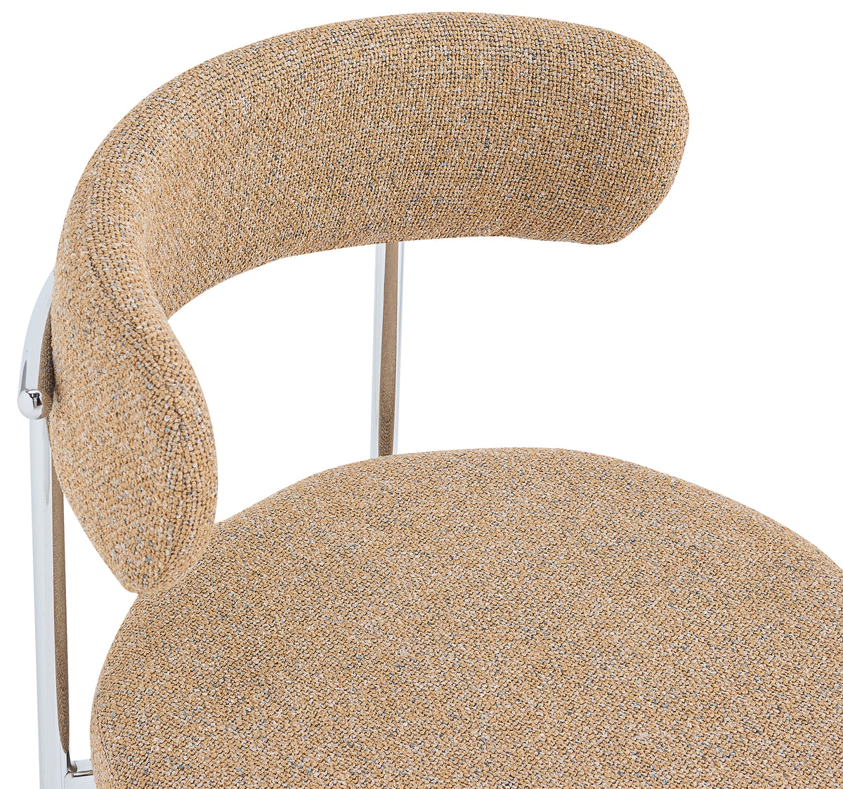 Chaise rembourrée Femiss en boucle gris beige sur pieds chromés