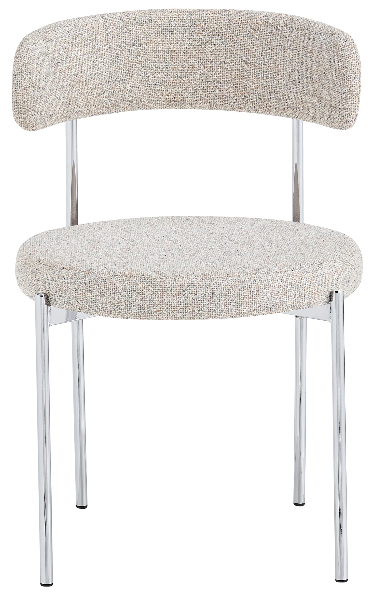 Chaise tapissée Femiss crème en bouclé sur pieds chromés