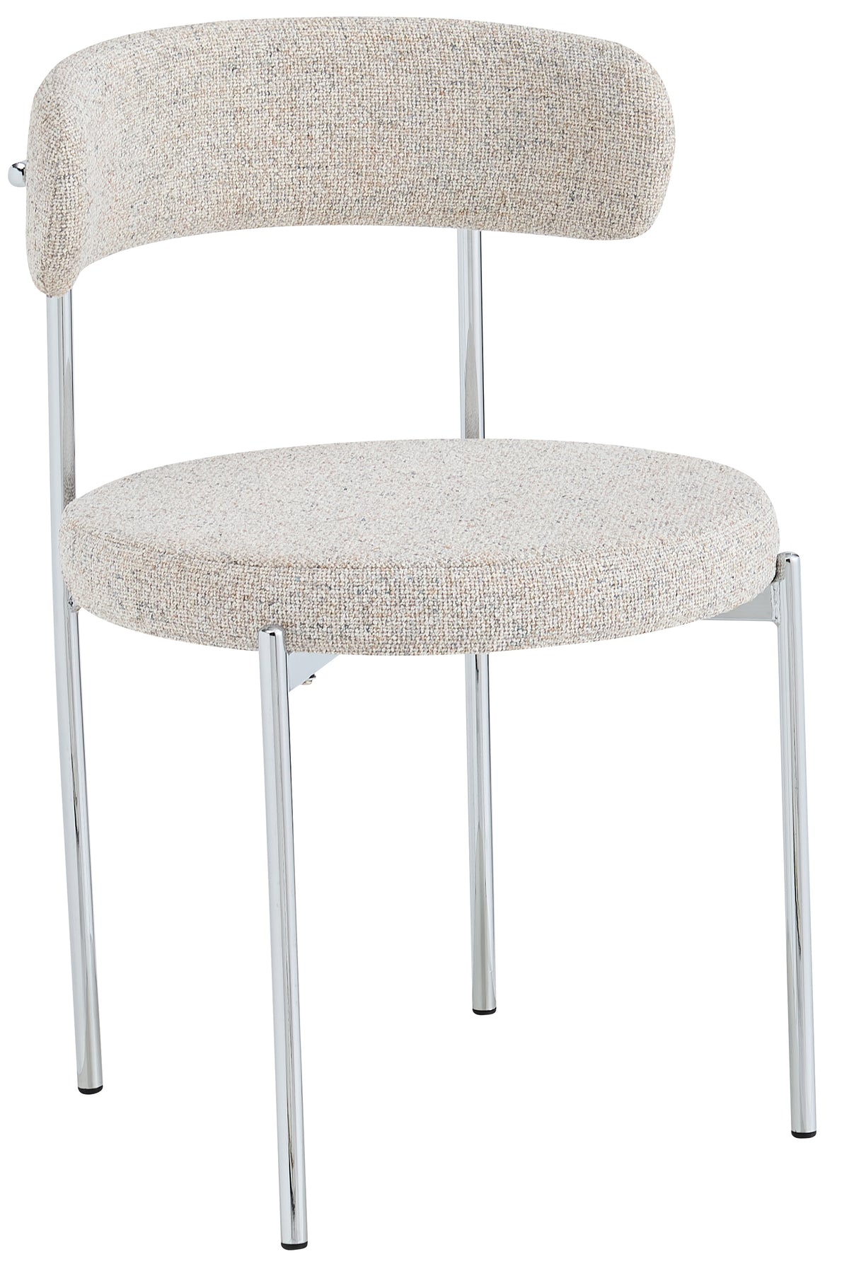 Chaise tapissée Femiss crème en bouclé sur pieds chromés