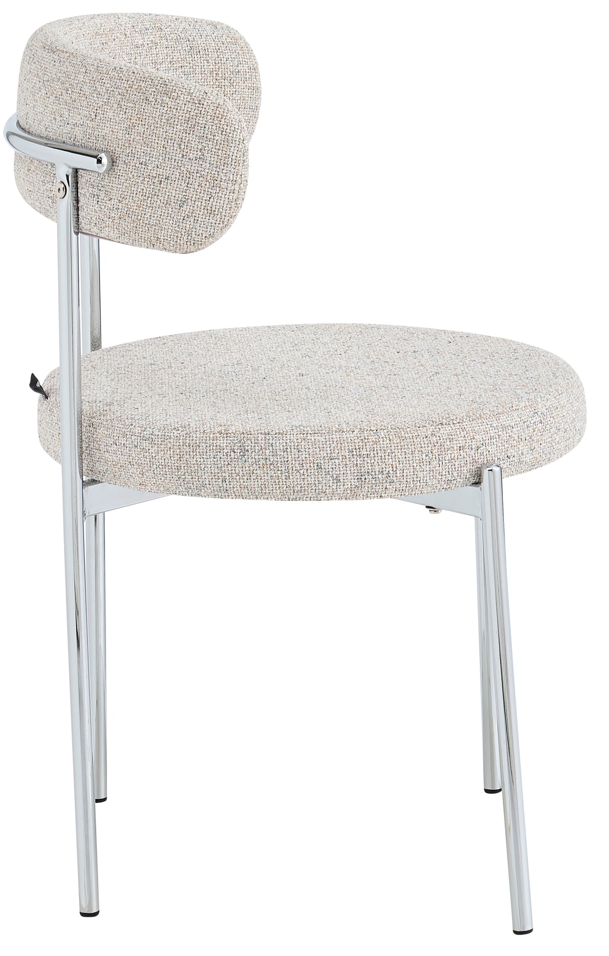 Chaise tapissée Femiss crème en bouclé sur pieds chromés
