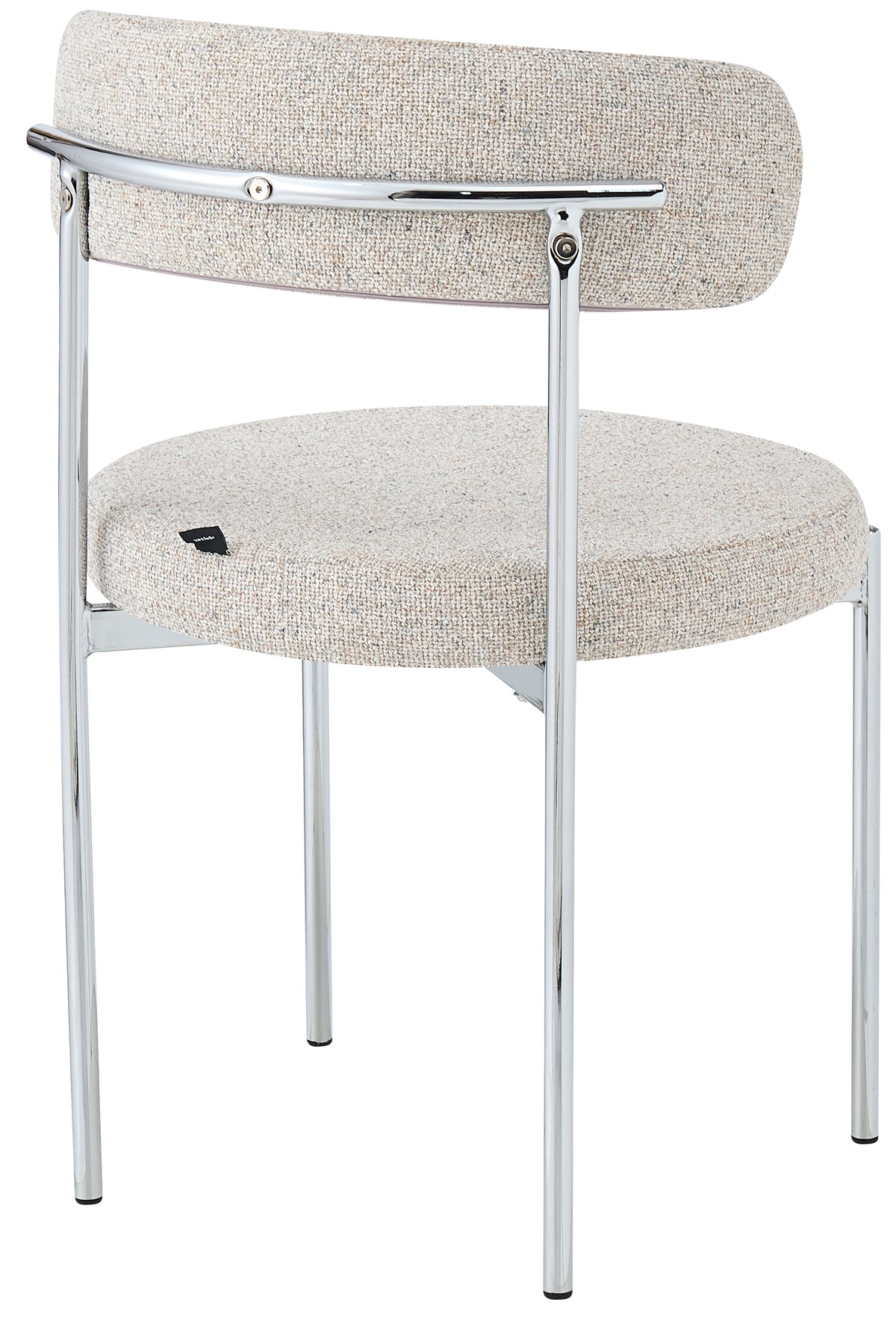 Chaise tapissée Femiss crème en bouclé sur pieds chromés