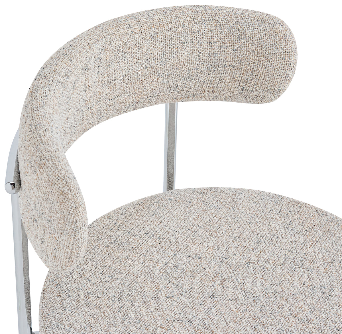 Chaise tapissée Femiss crème en bouclé sur pieds chromés