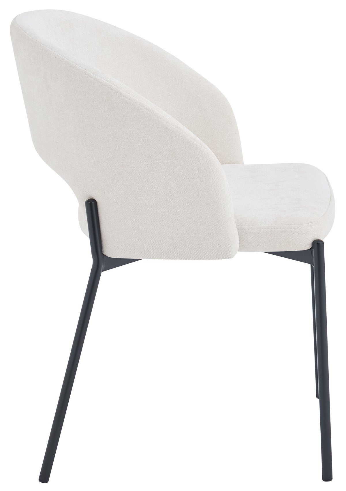 Chaise tapissée Elrina en chenille crème facile à nettoyer avec pieds noirs