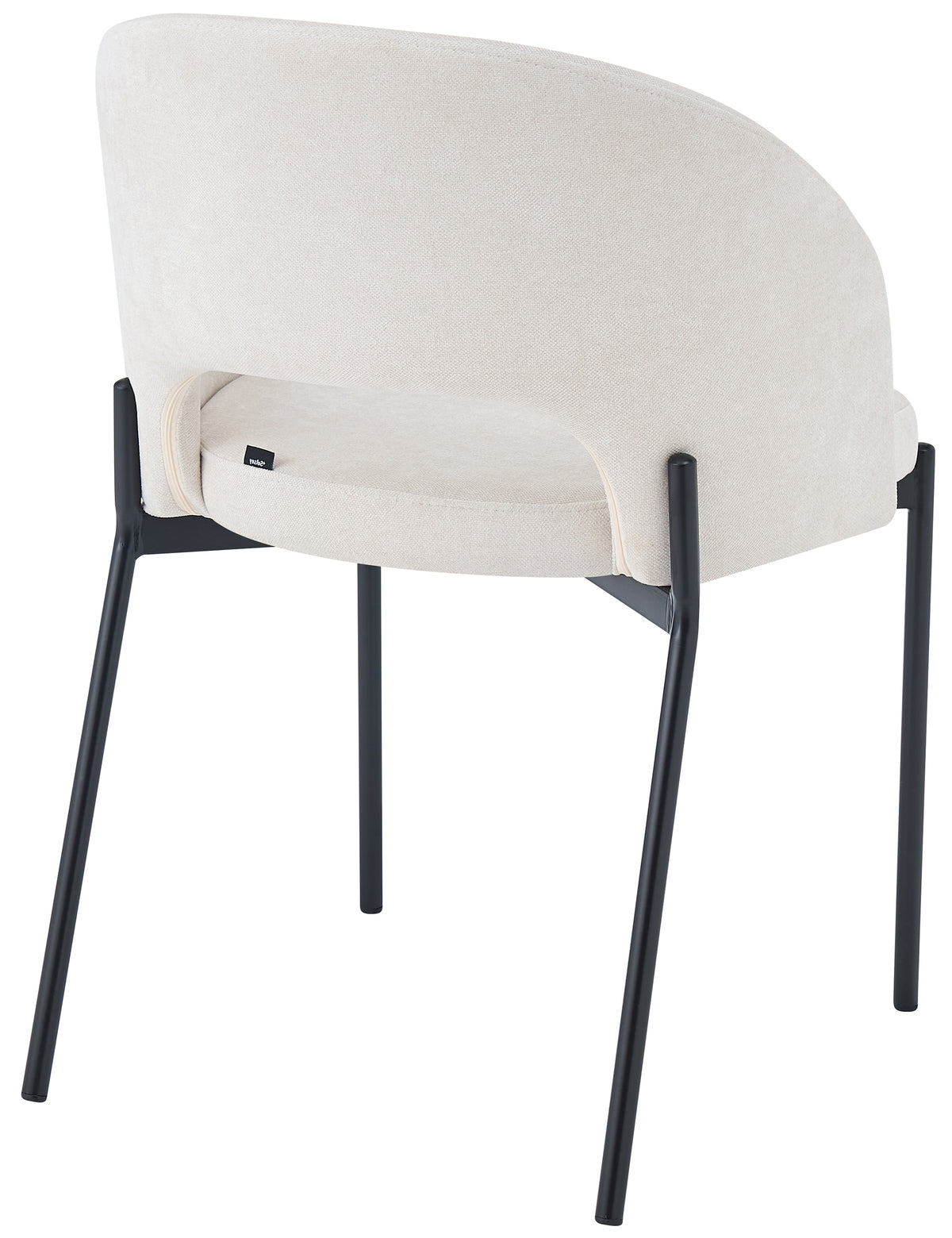 Chaise tapissée Elrina en chenille crème facile à nettoyer avec pieds noirs