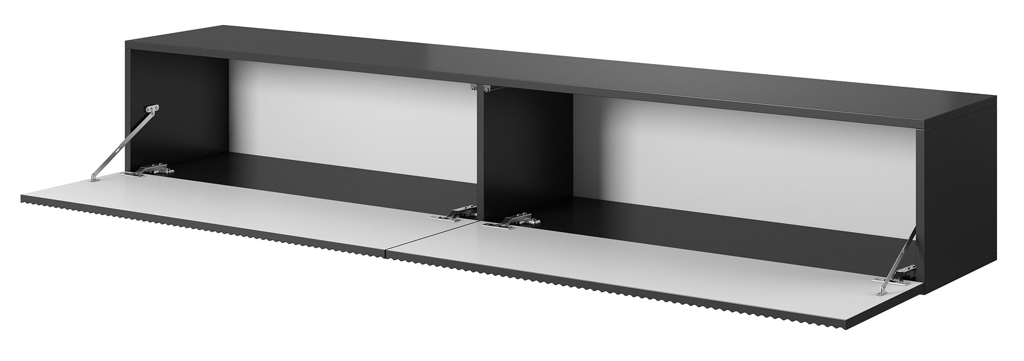 Meuble TV mural Veldio avec façade fraisée, 175 cm, noir