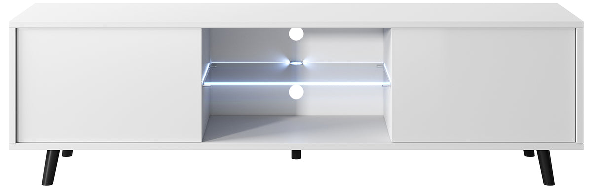 Meuble TV Lefyr 140 cm Blanc mat / Blanc brillant
