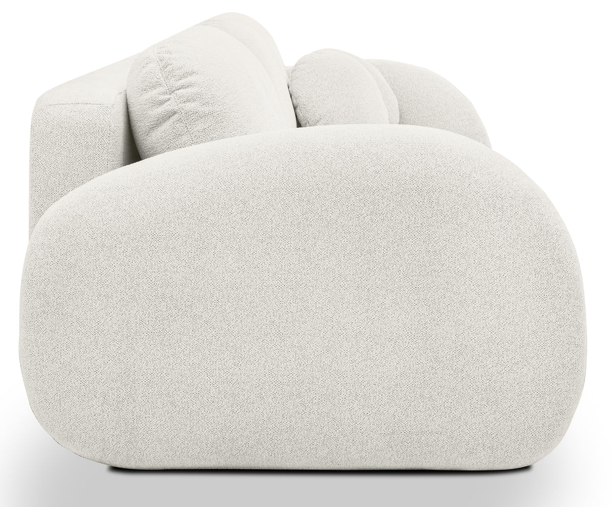 Canapé convertible 3 places Ovally avec coffre, en chenille crème