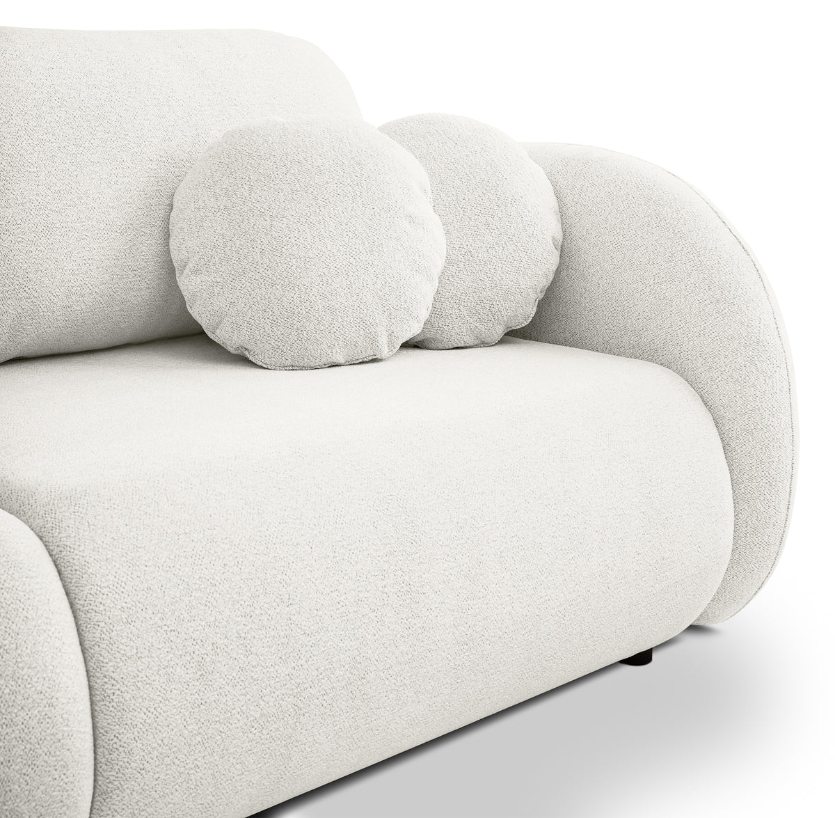 Canapé convertible 3 places Ovally avec coffre, en chenille crème