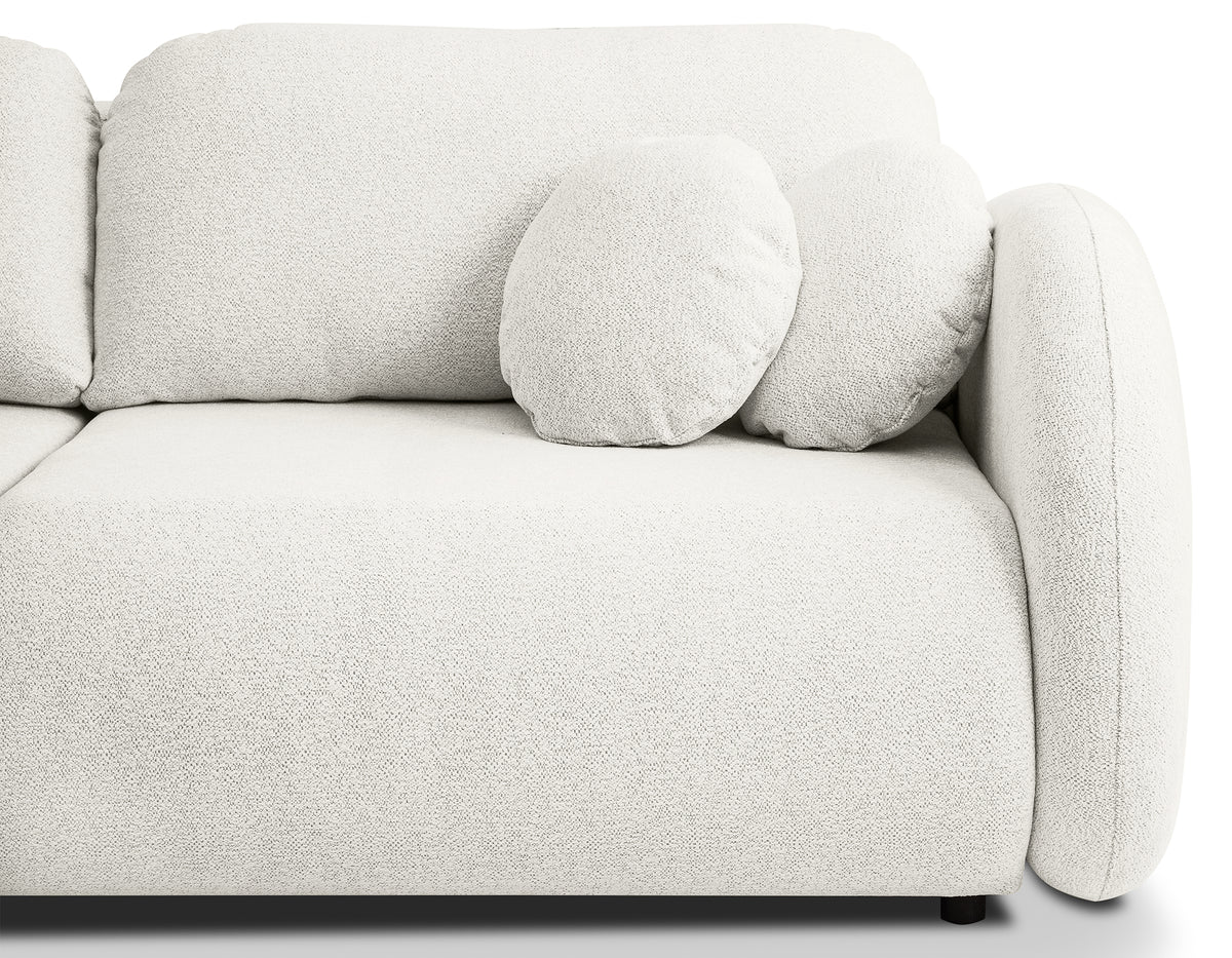 Canapé convertible 3 places Ovally avec coffre, en chenille crème
