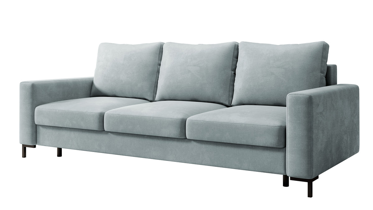 Canapé convertible 3 places Mokpeo avec rangement, velours gris facile à nettoyer