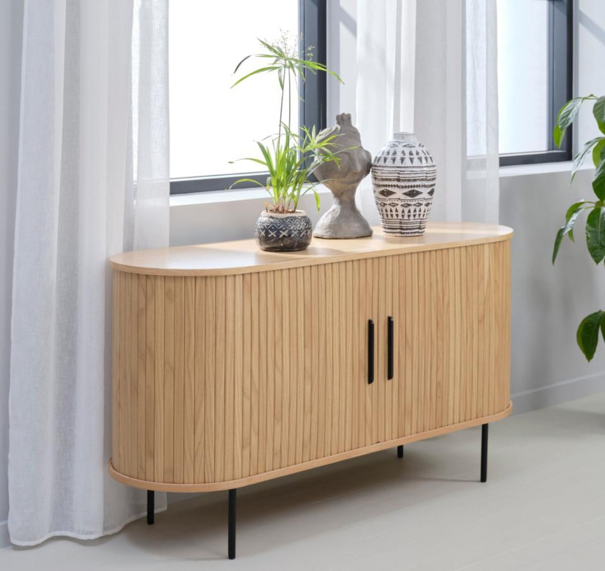 Commode Gativel 140x76 cm lamelles chêne naturel