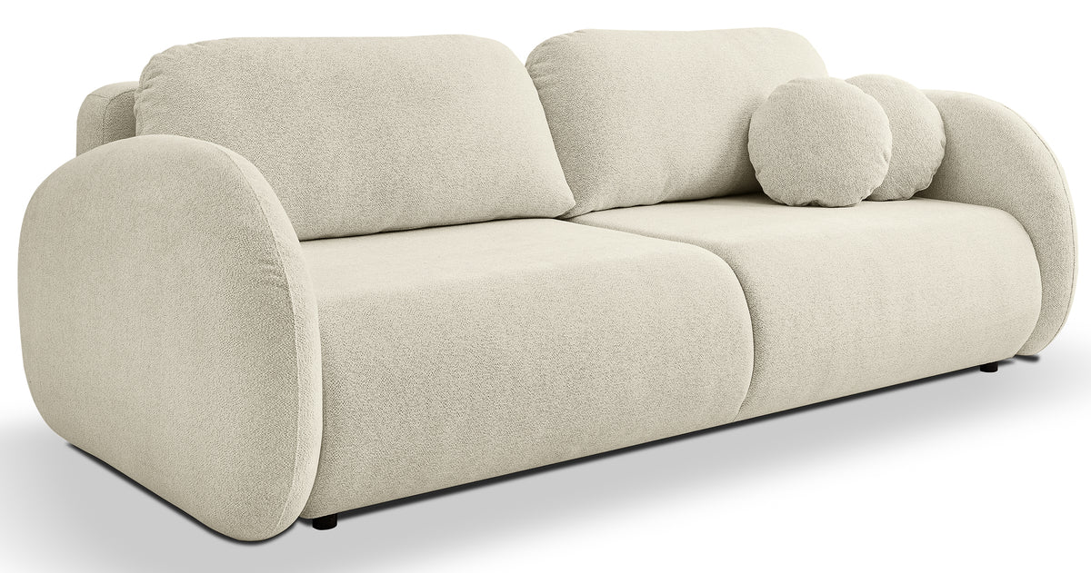 Dreisitziges ausklappbares Sofa Ovally mit Stauraum, beige Chenille