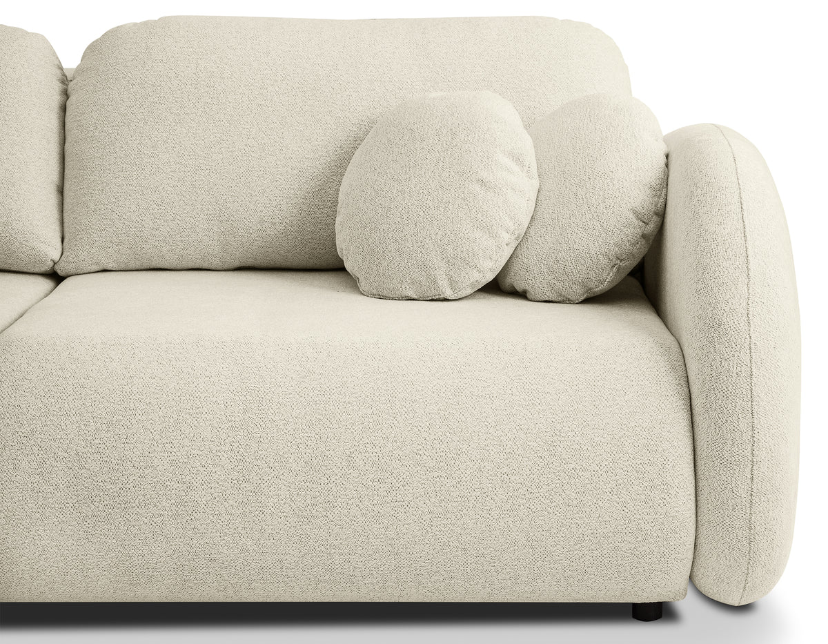 Dreisitziges ausklappbares Sofa Ovally mit Stauraum, beige Chenille