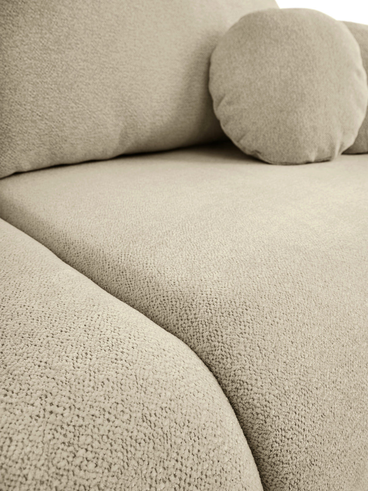 Dreisitziges ausklappbares Sofa Ovally mit Stauraum, beige Chenille