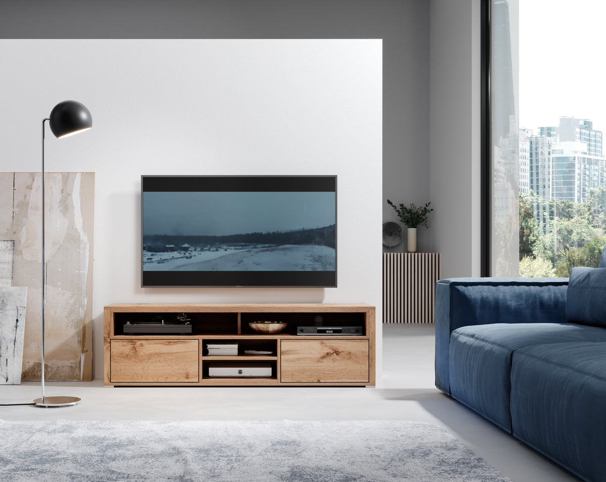 Meuble TV Laksa chêne Wotan avec éclairage