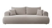 Canapé convertible 3 places Ovo avec coffre, boucle beige foncé