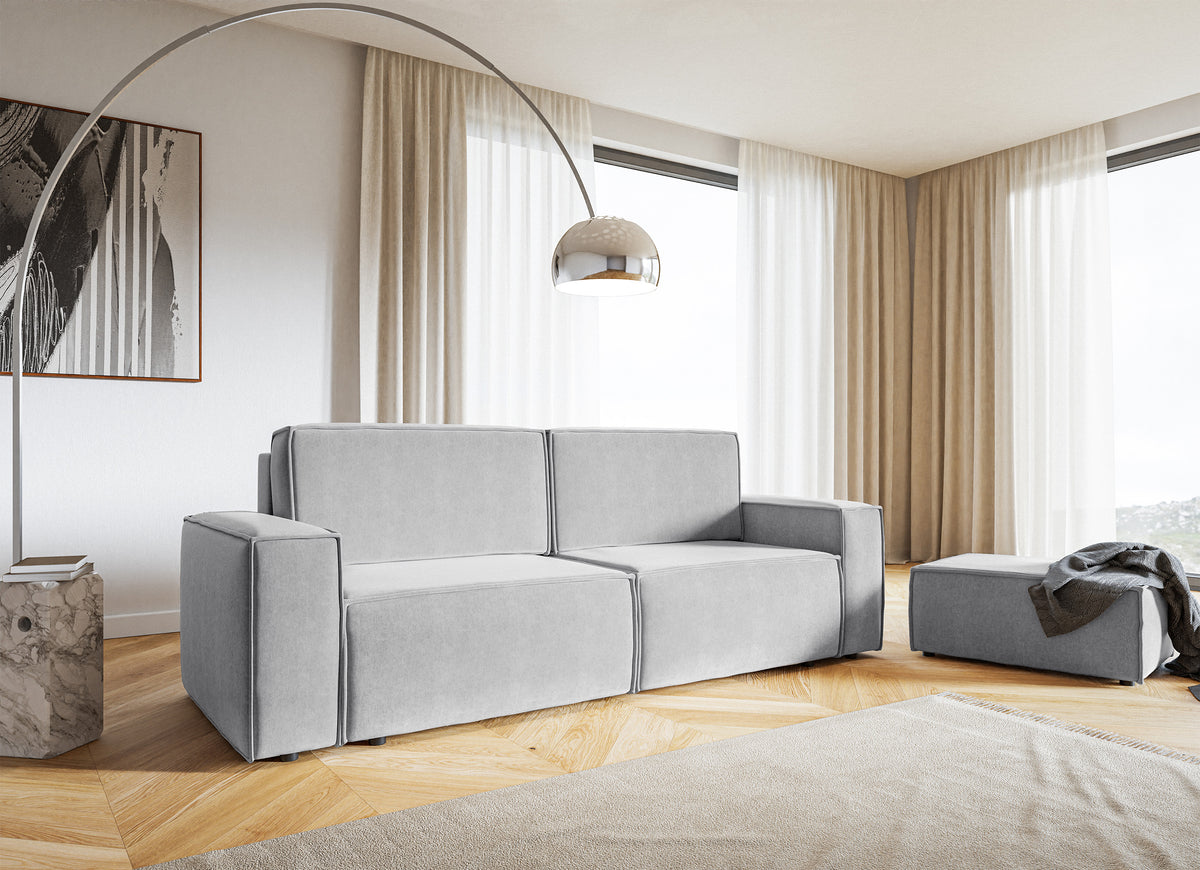 Pouf Copertino 65x90 cm velours hydrofuge gris clair