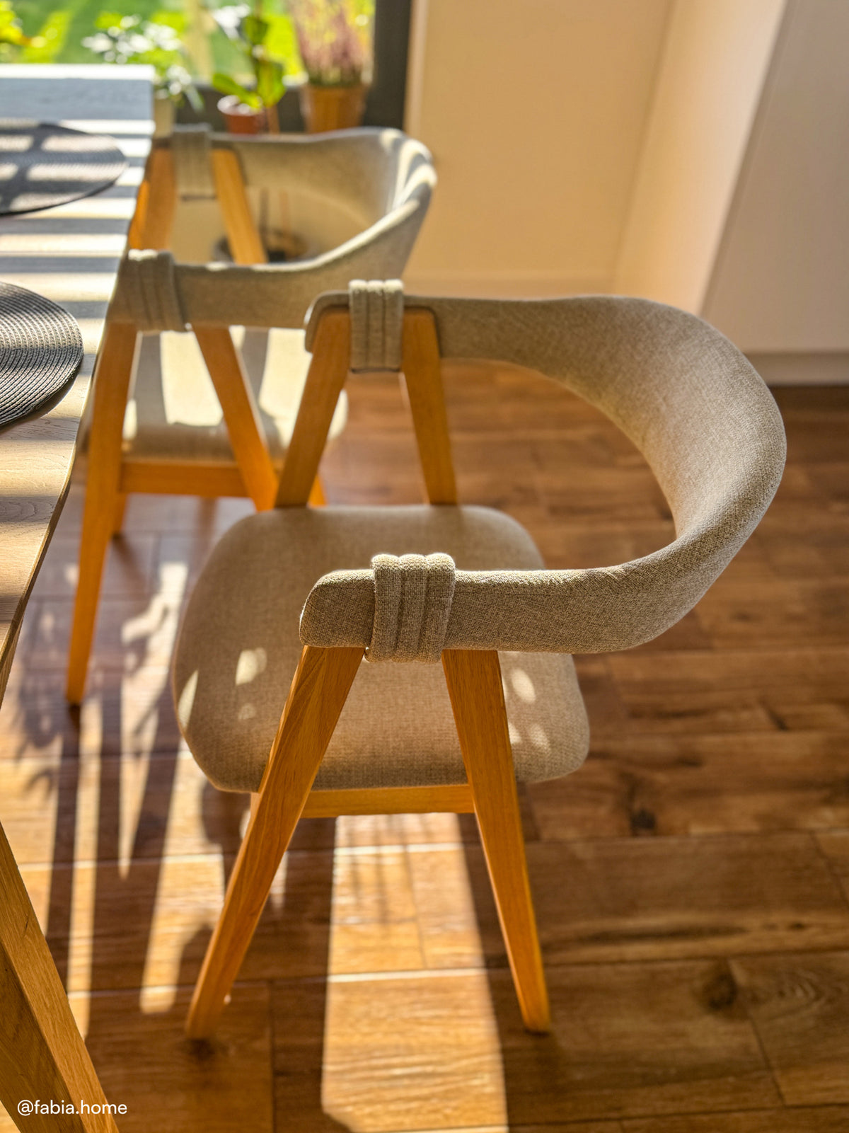 Chaise en bois pour salle à manger Inneles chêne naturel/beige