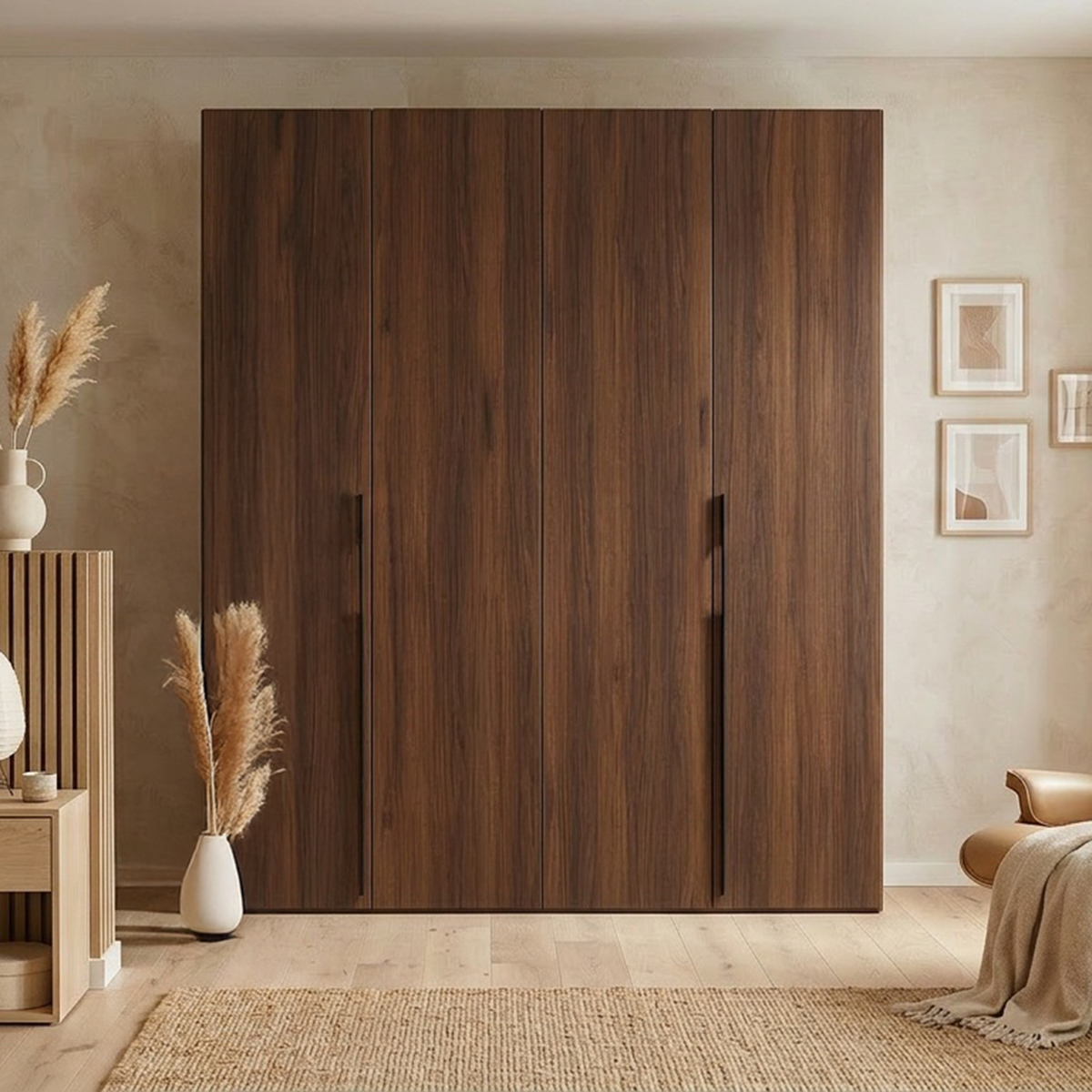 Armoire deux portes Bari avec trois tiroirs 170 cm noyer Warmia